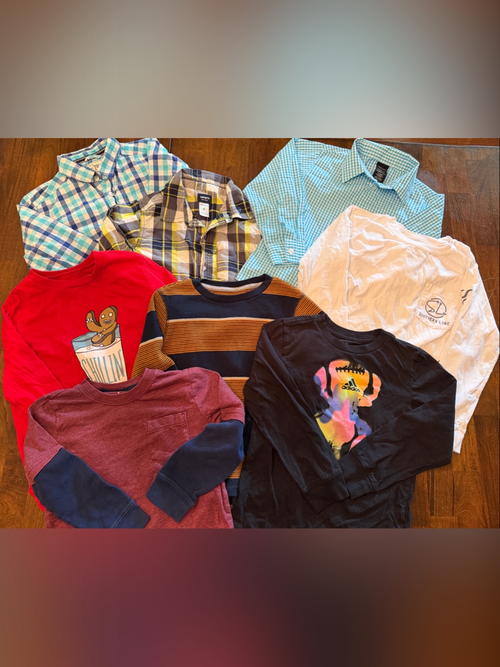 Boys long sleeve tops, tees and button downs, Size 6/7